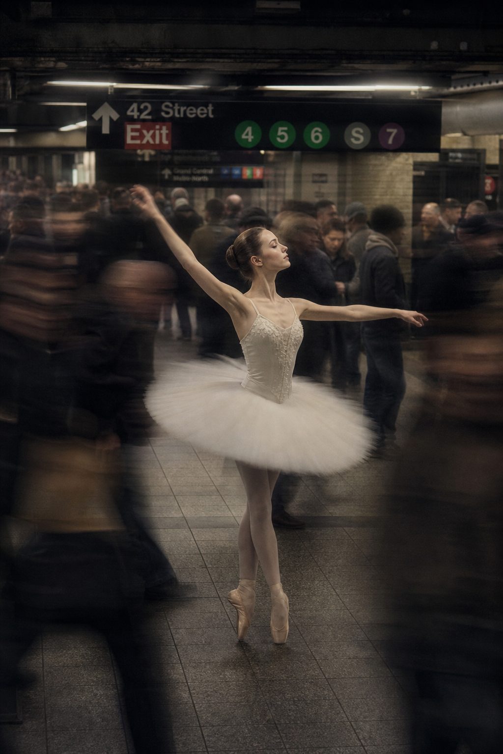Ballerina in the Subway Rush
