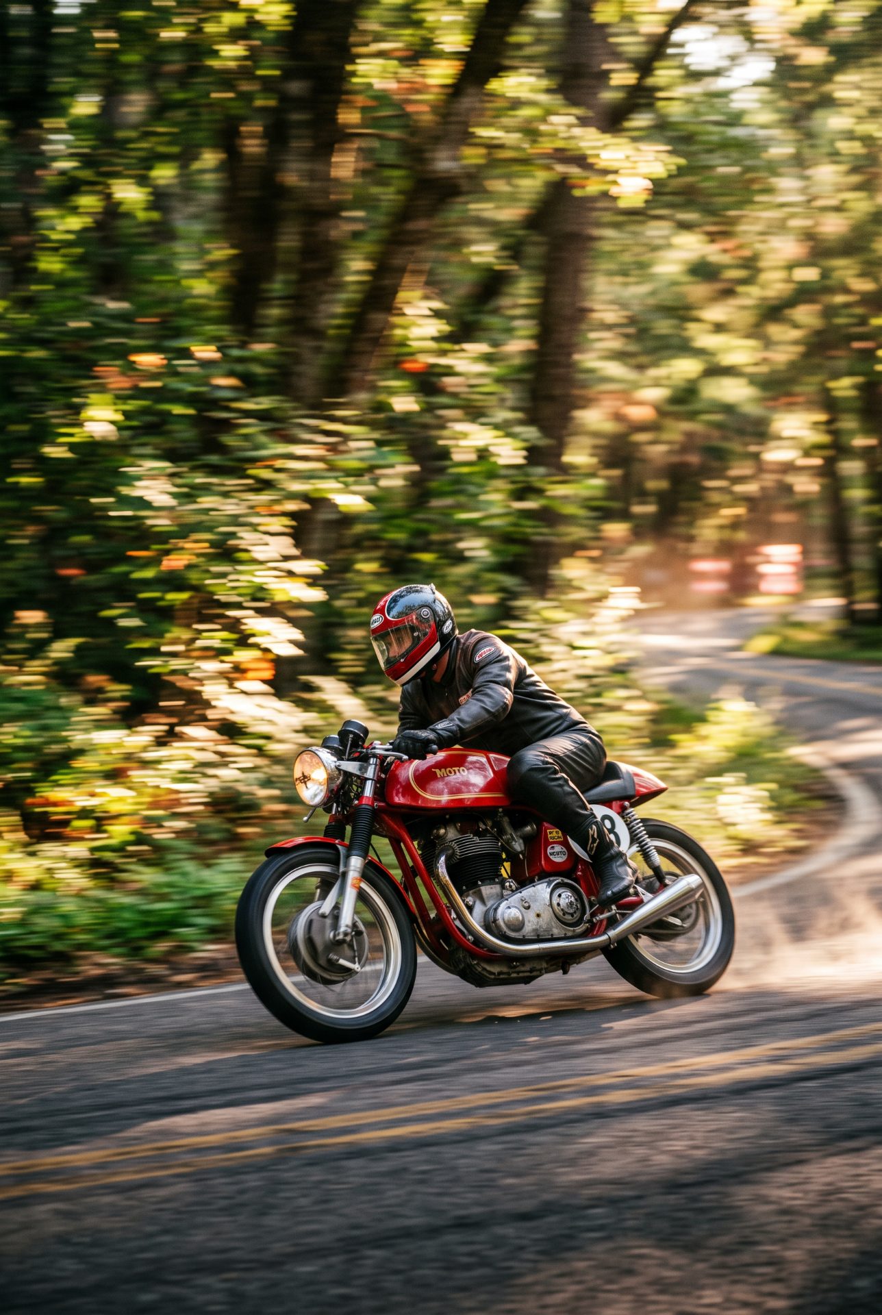 Vintage Motorcycle Forest Speed Run