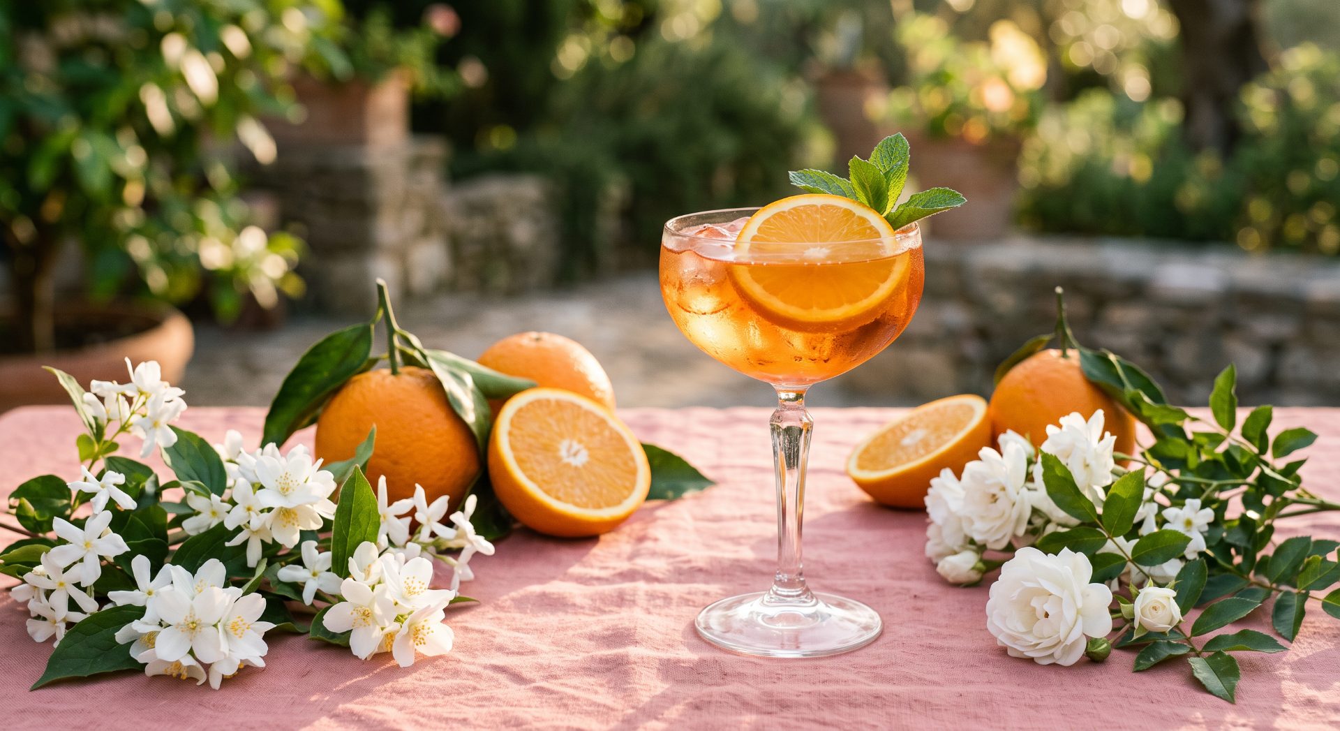 Citrus Spritz on Pink Table
