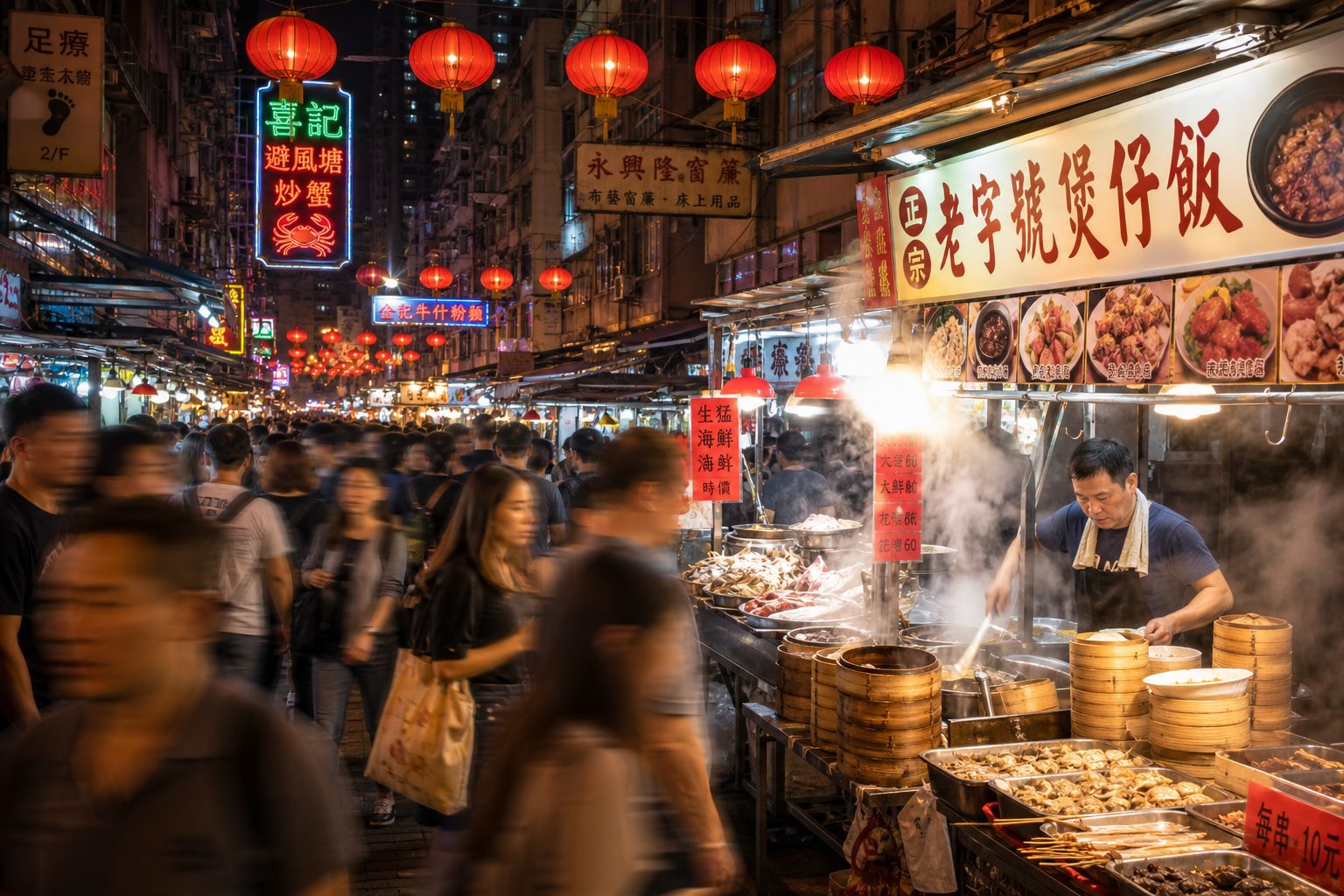 Vibrant Night Market in Hong Kong