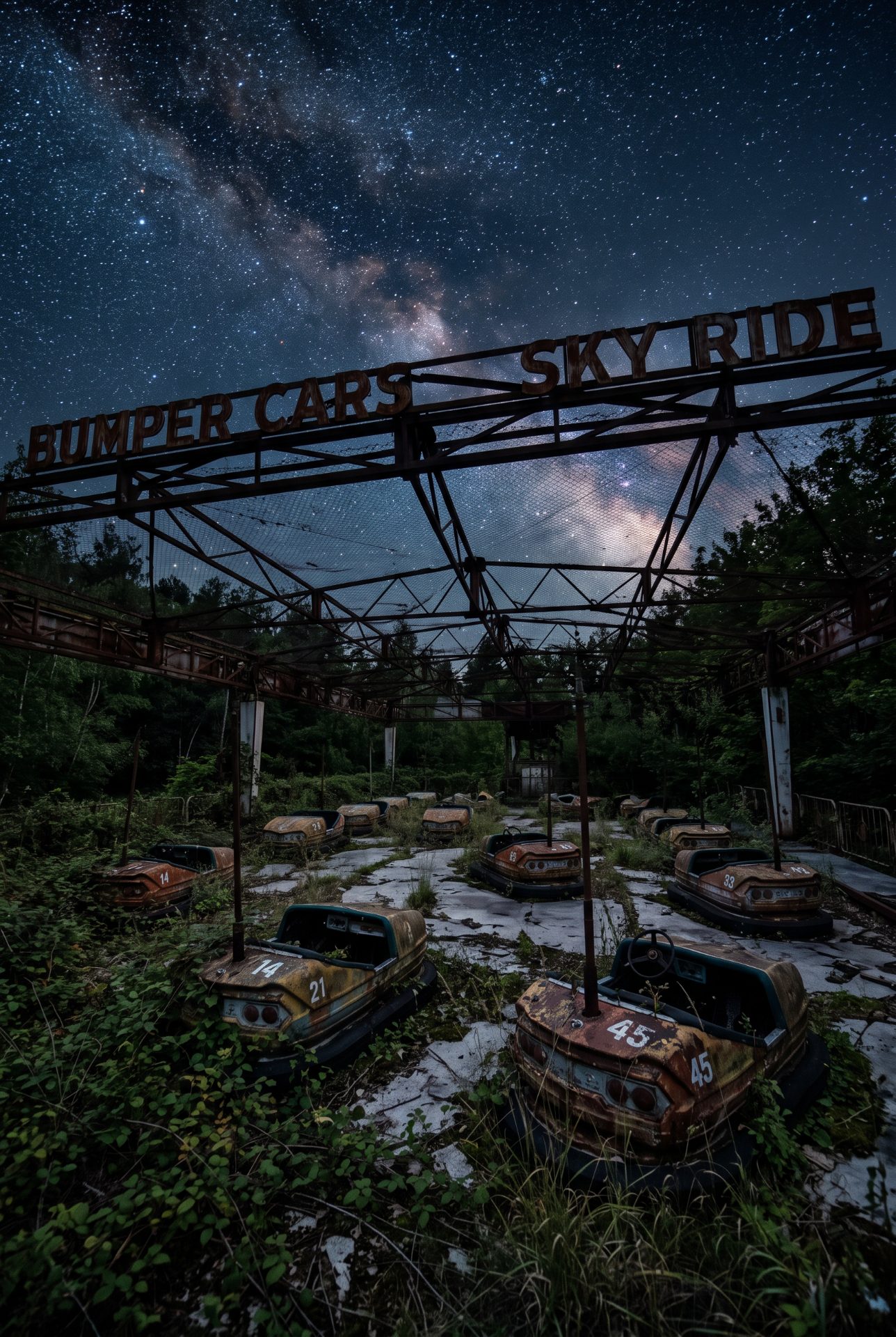 Starlit Abandoned Bumper Cars