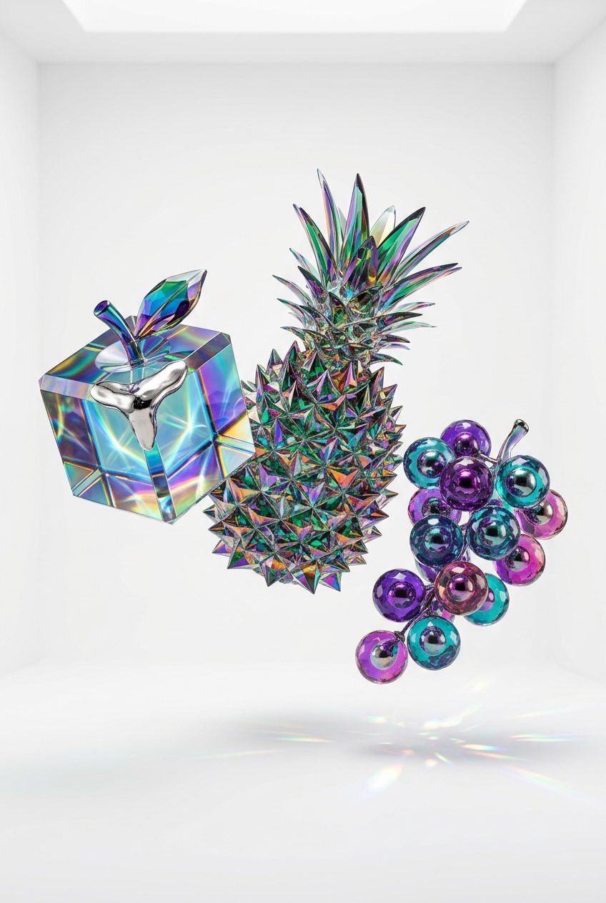 Iridescent Geometric Crystal Fruits