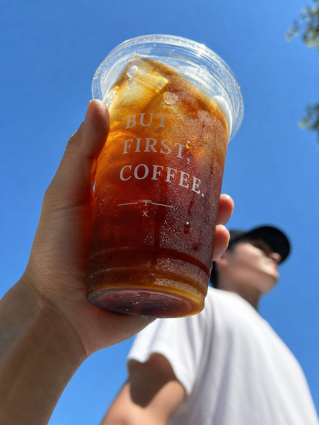 Iced Coffee Under Bright Blue Sky
