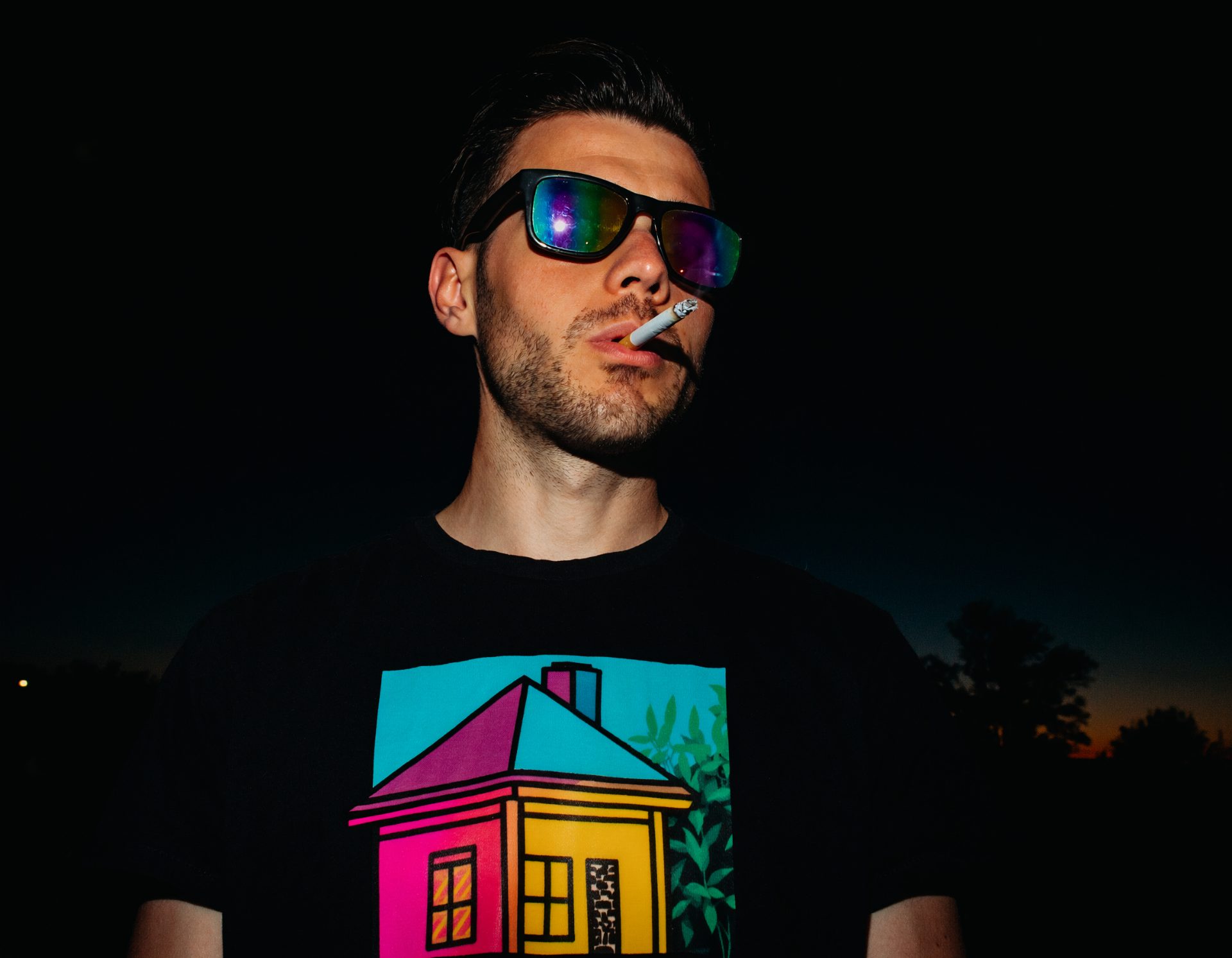 Neon Flash Night Portrait