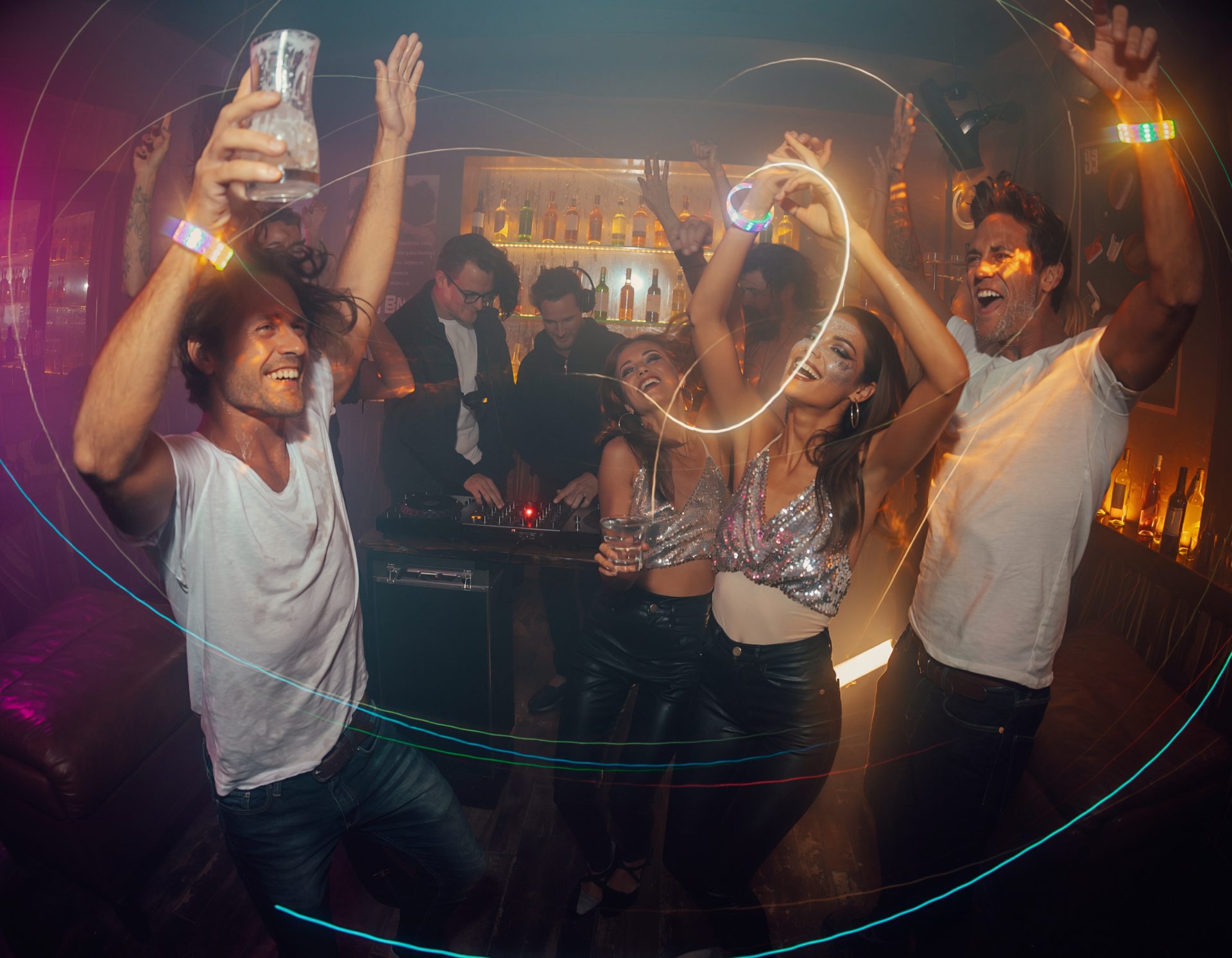 Energetic Long Exposure Lounge Party