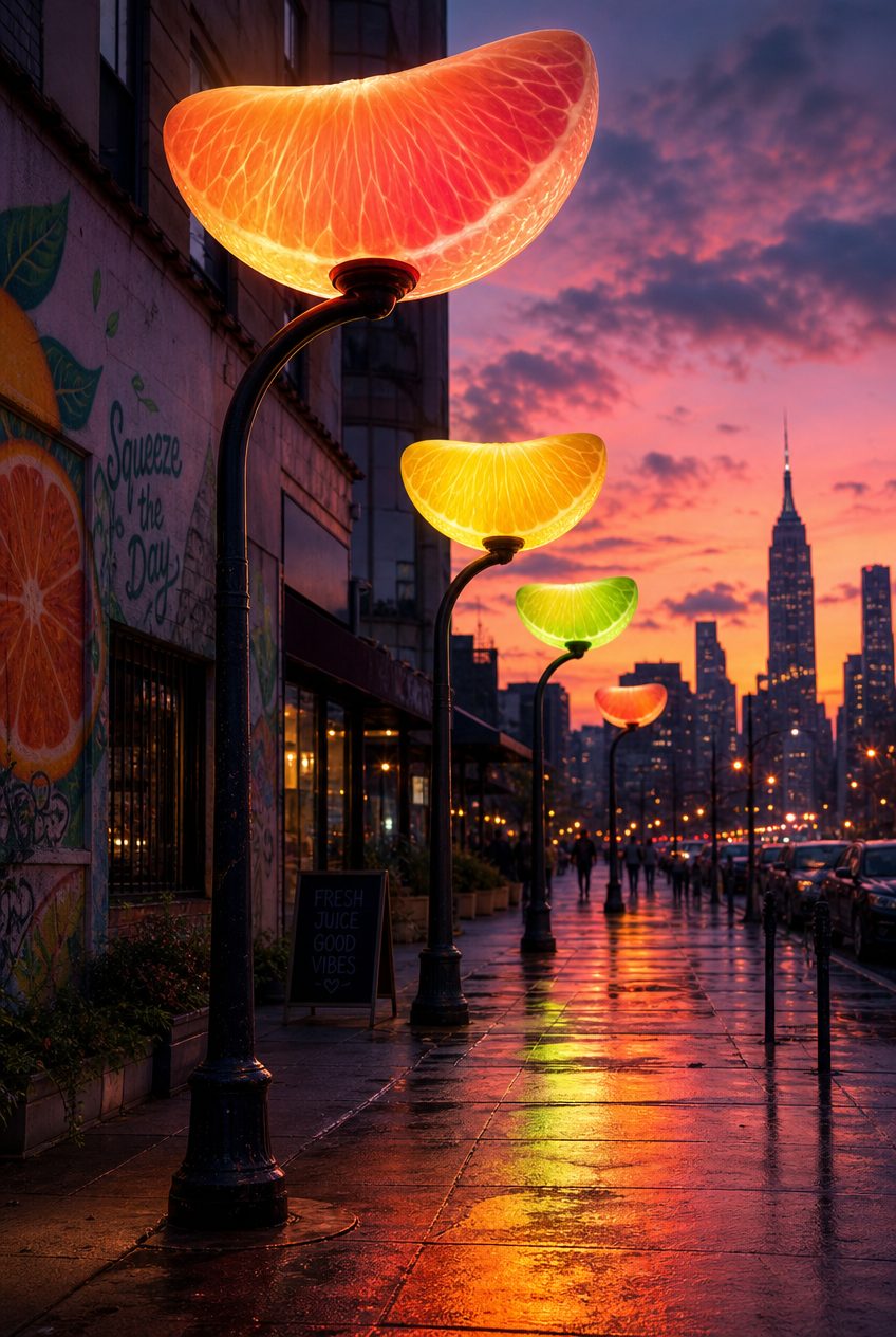 Urban Citrus Streetlamp Illumination