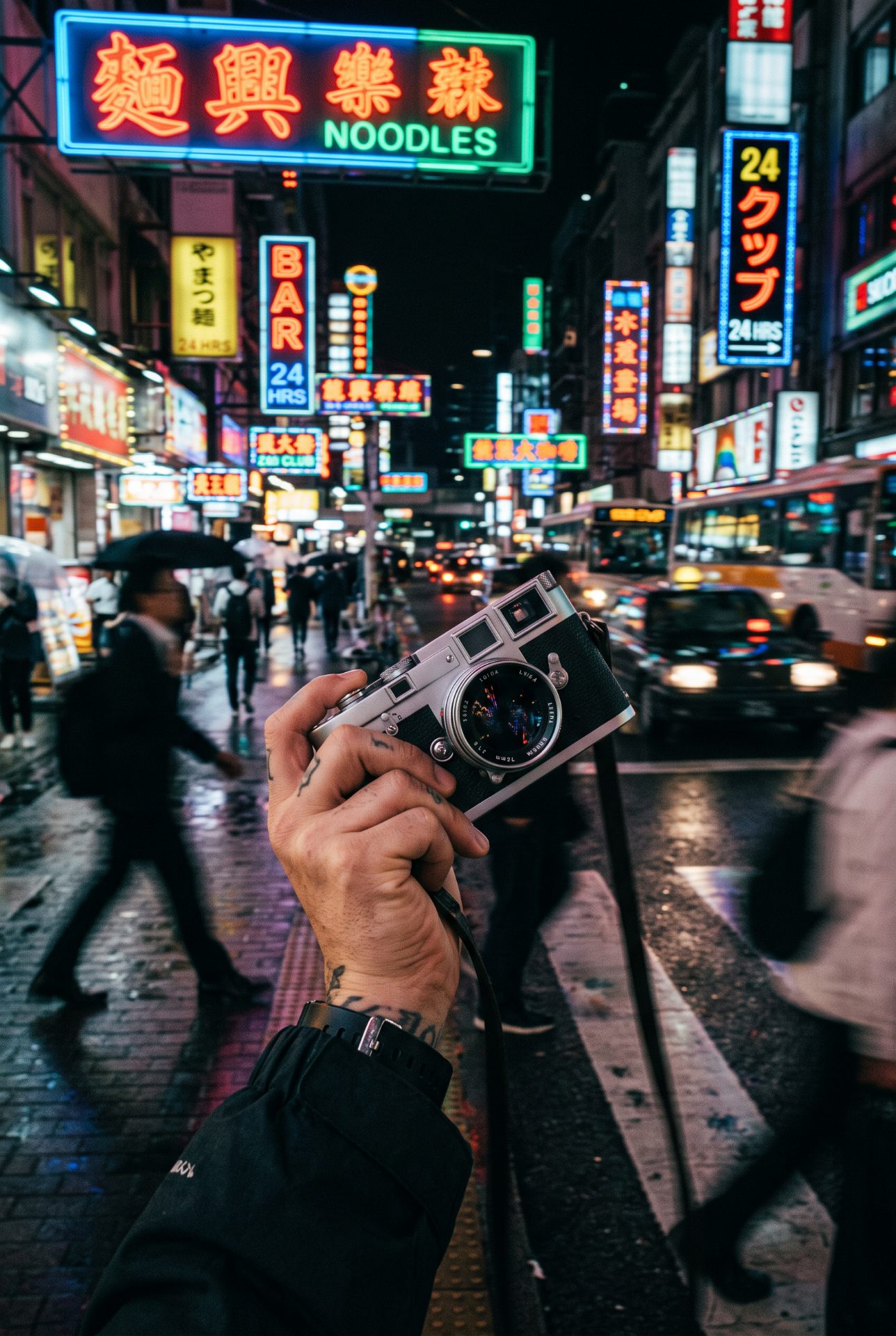 Neon Nights And Vintage Camera