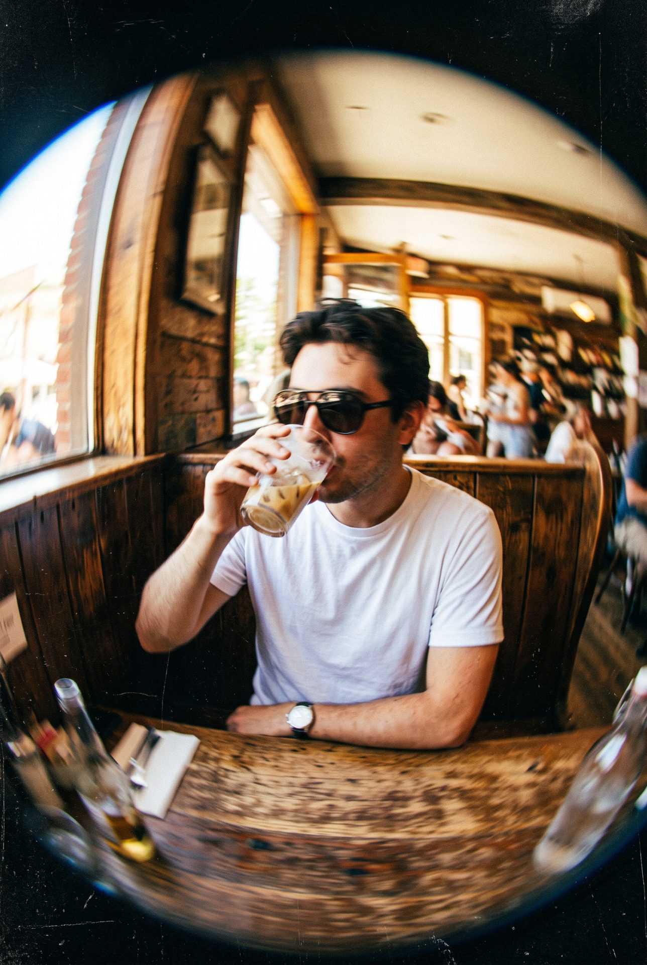 Candid Fisheye Cafe Portrait