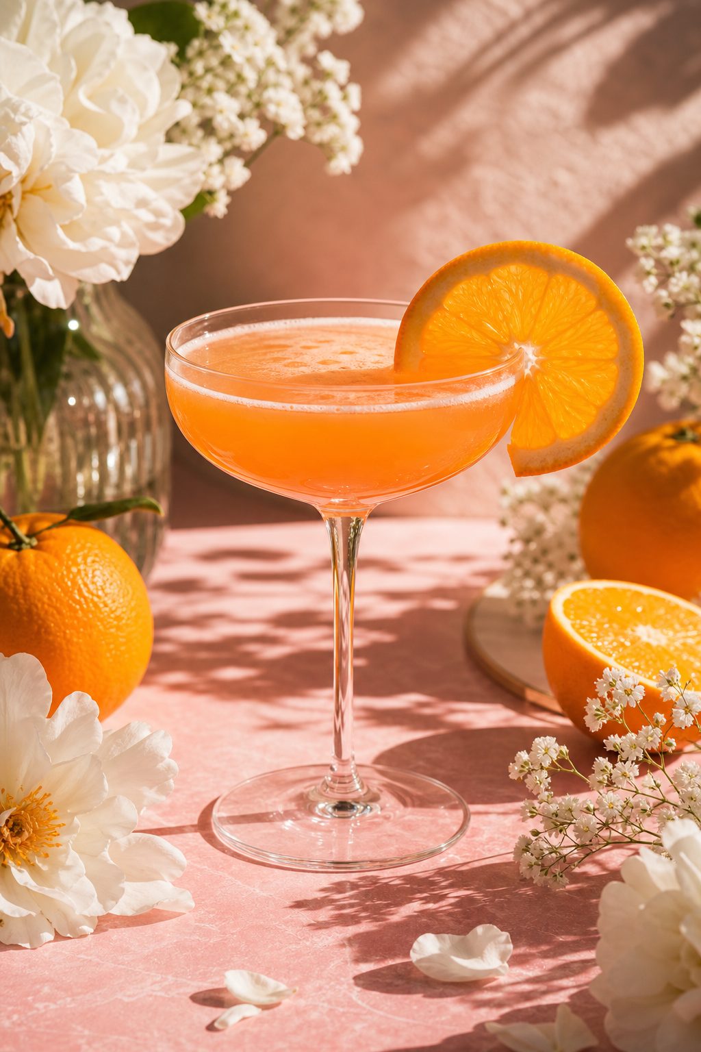 Citrus Cocktail on Pink Surface