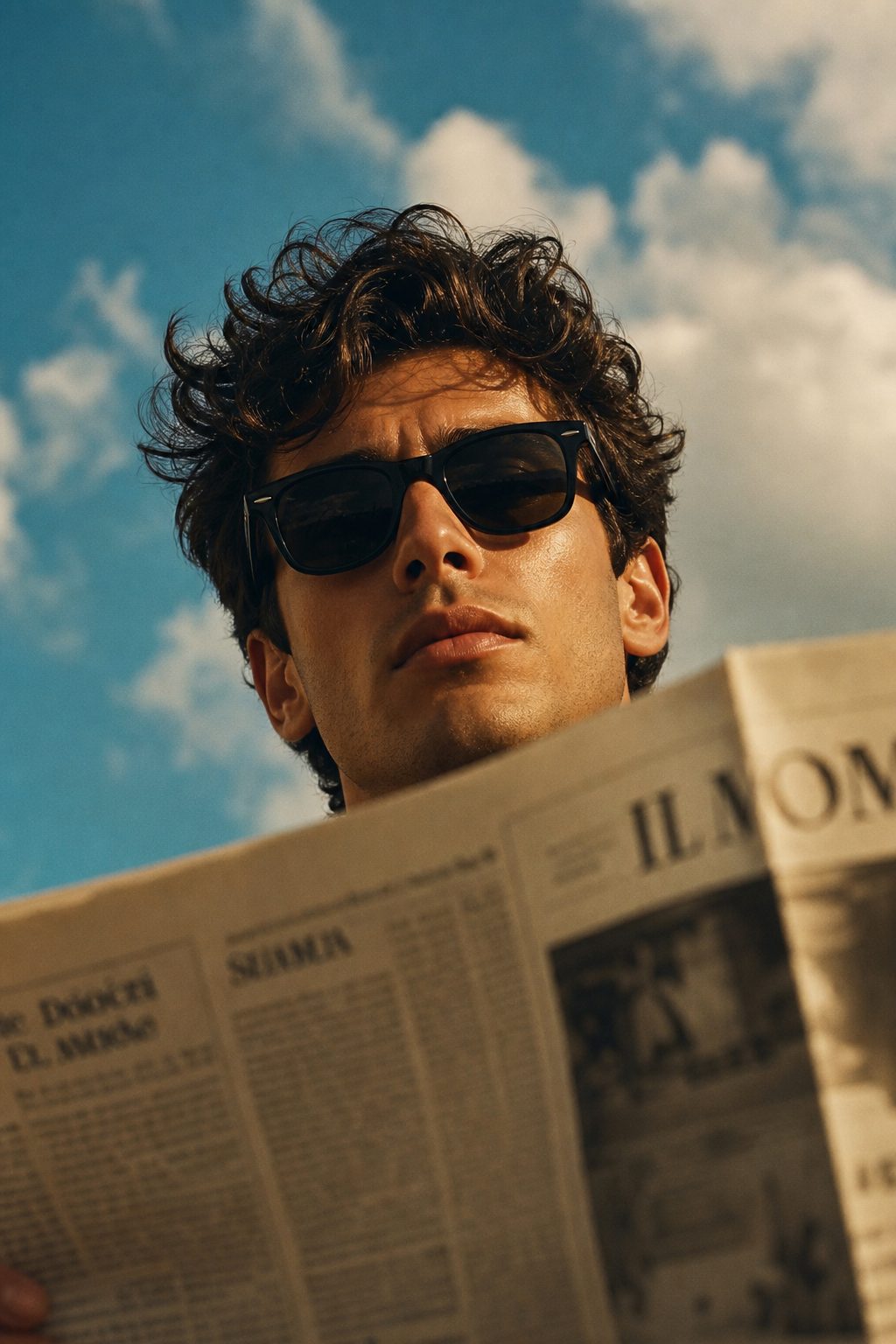 Sunlit Portrait With Newspaper