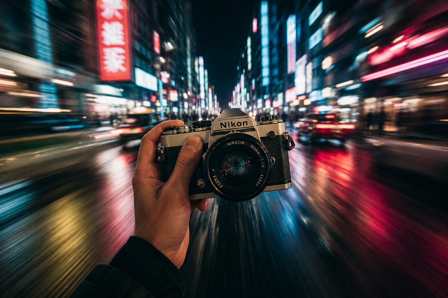 Neon City Through Vintage Lens