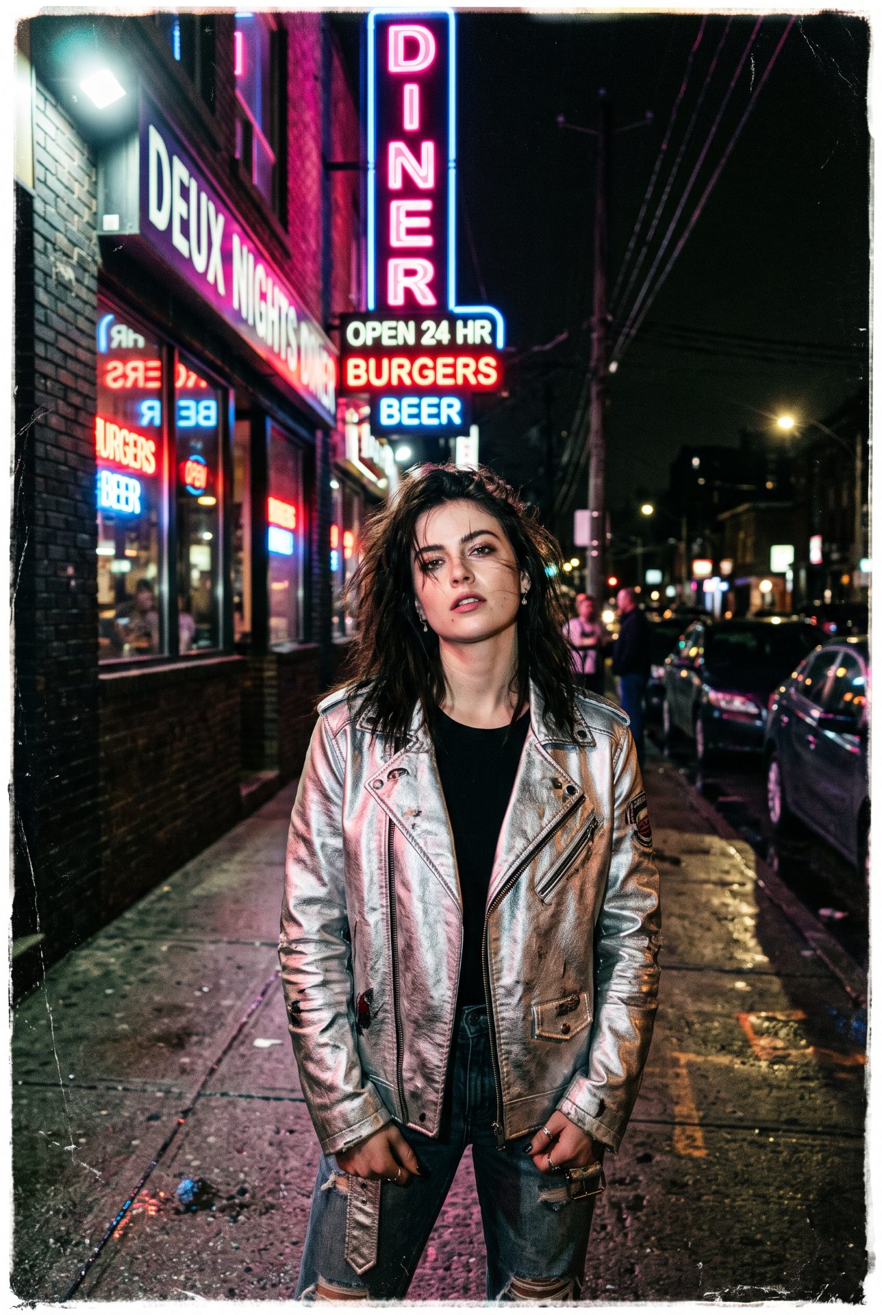 Neon Nights Metallic Jacket Portrait