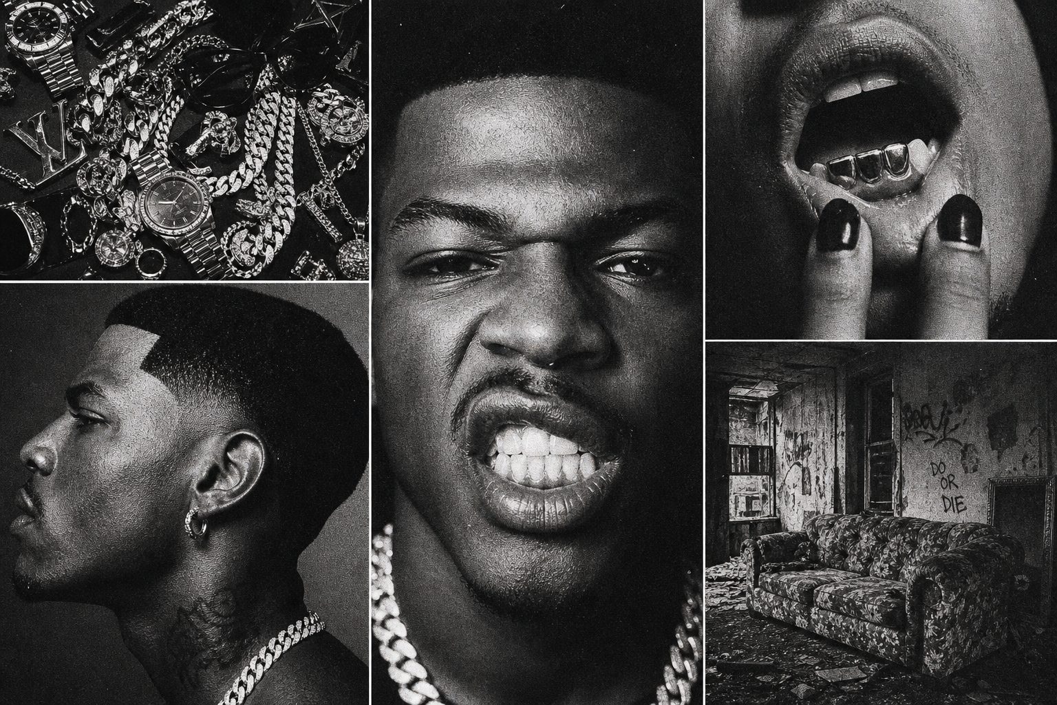 Gritty Monochrome Hip Hop Collage