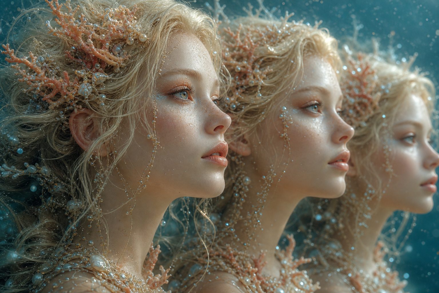 Siren Elegance in Coral and Pearls