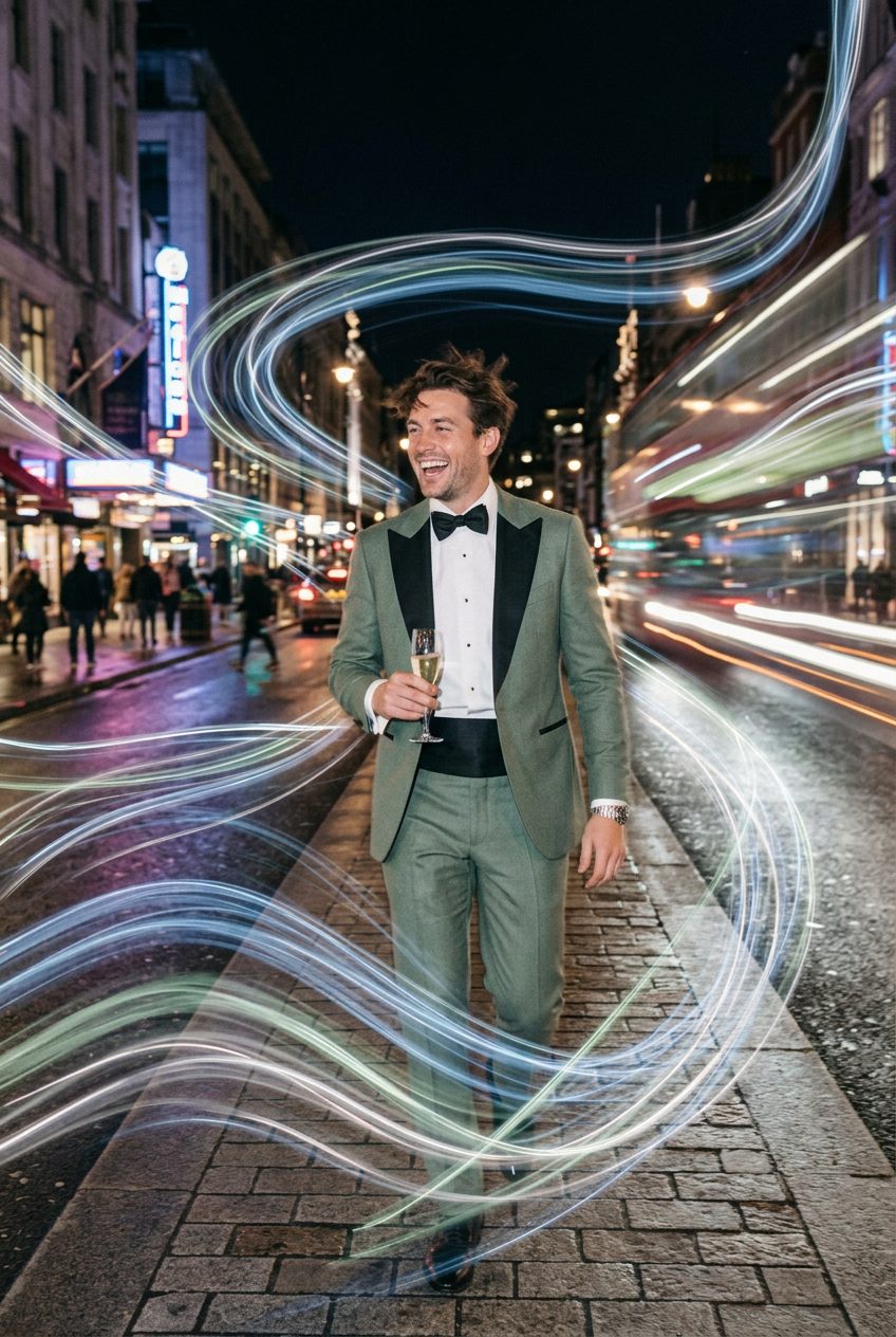 Celebration Amidst Urban Light Trails
