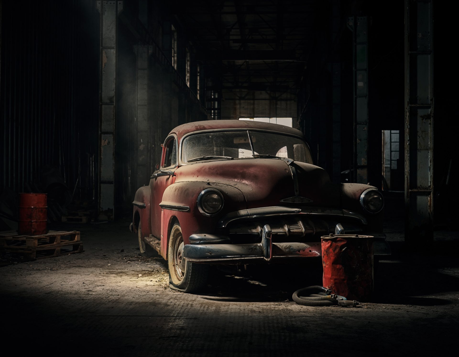Abandoned Vintage Red Car