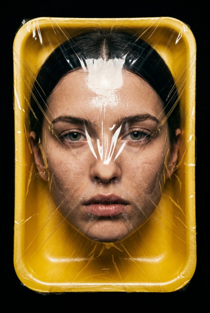 Wrapped Portrait in Yellow Tray