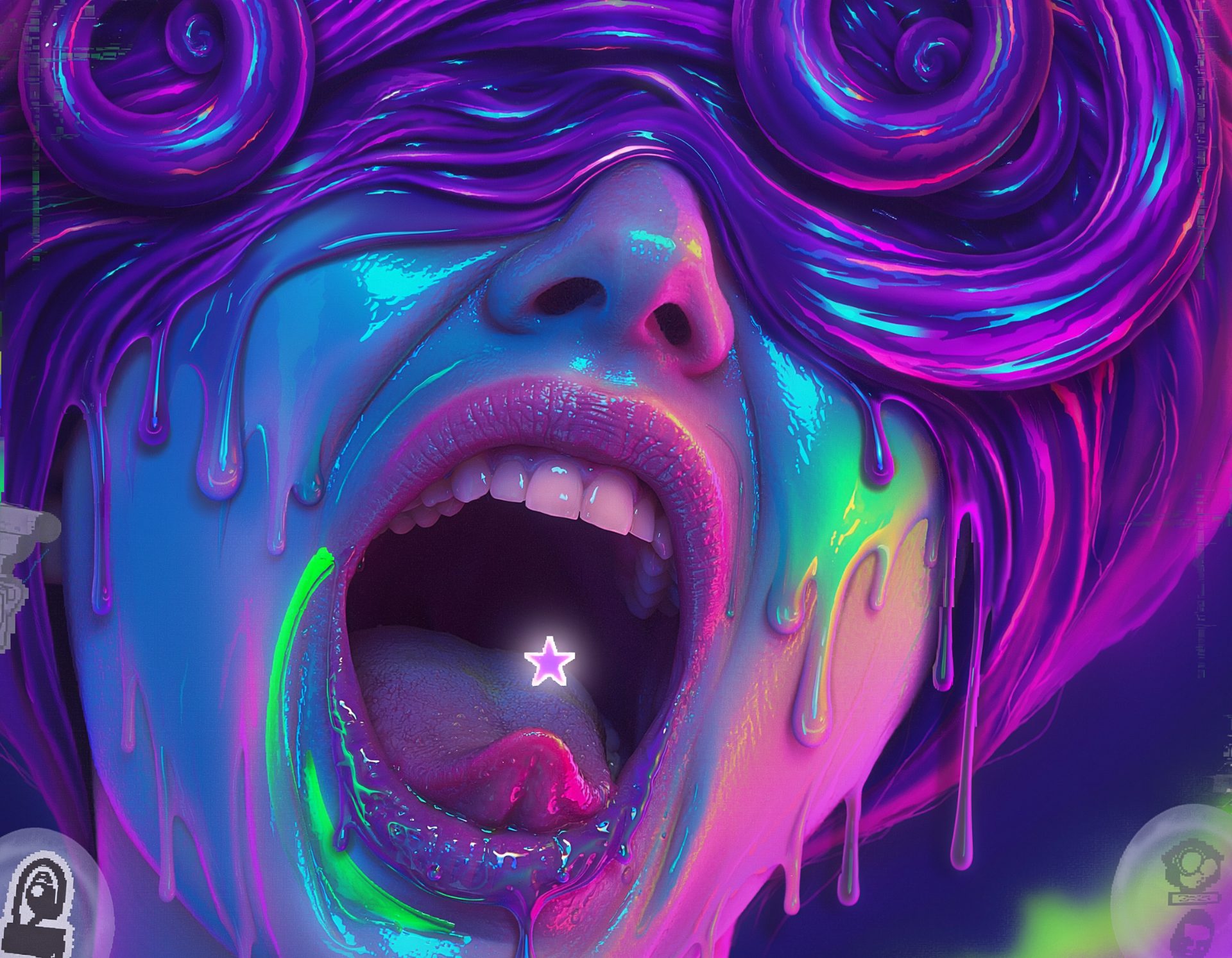 Psychedelic Dripping Scream Portrait