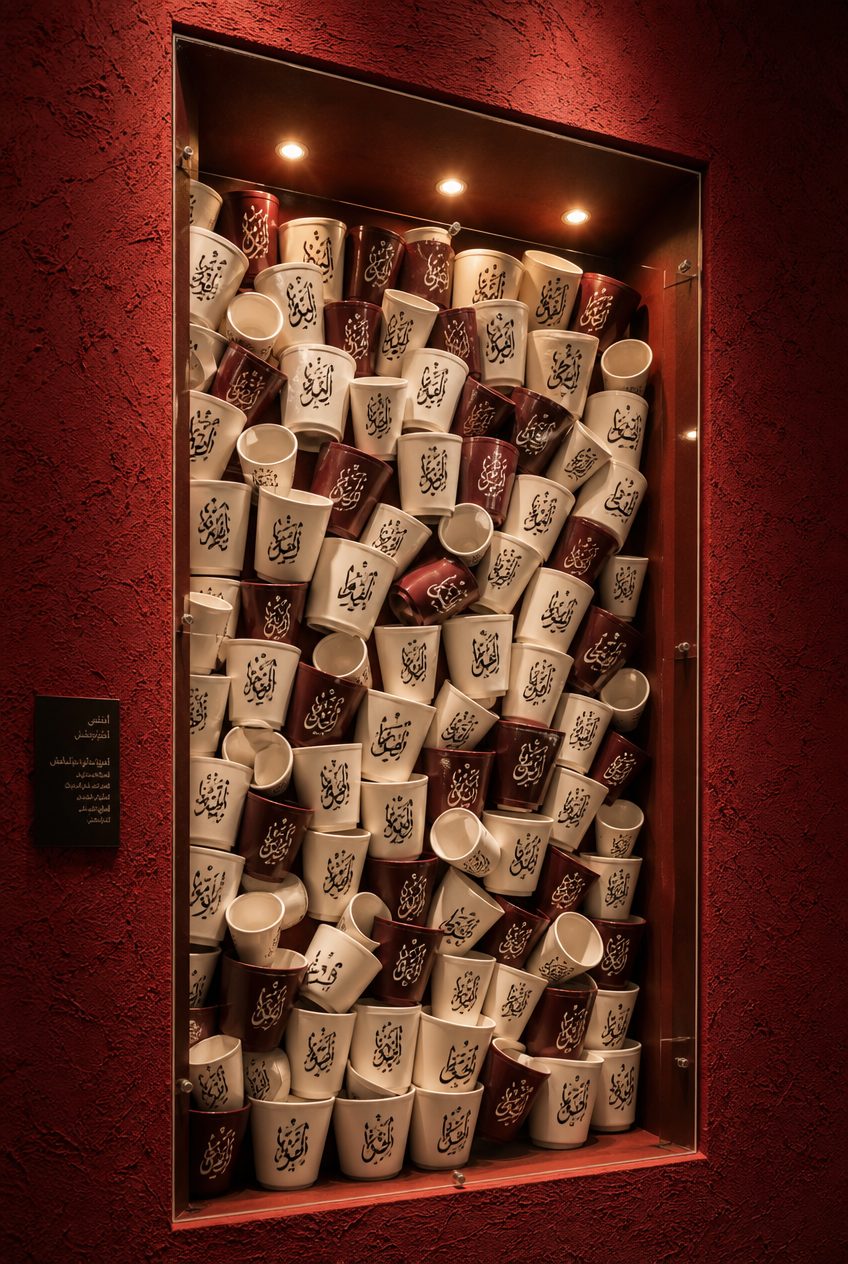 Arabic Calligraphy Coffee Cup Installation