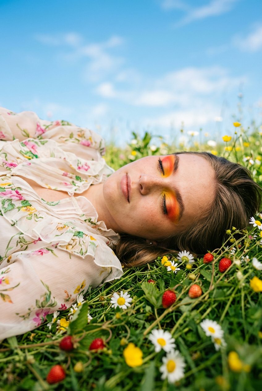 Summer Meadow Dream With Vibrant Makeup