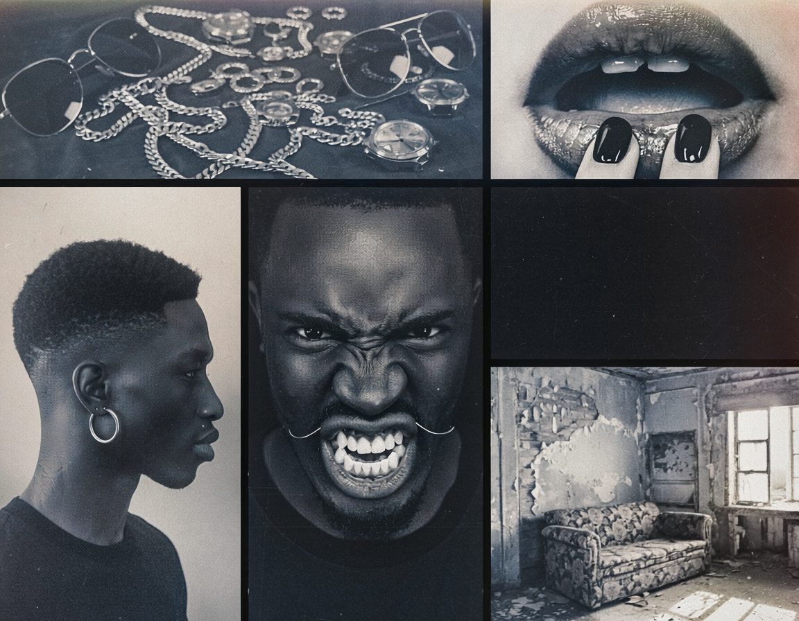 Fragmented Monochrome Mood Board Collage
