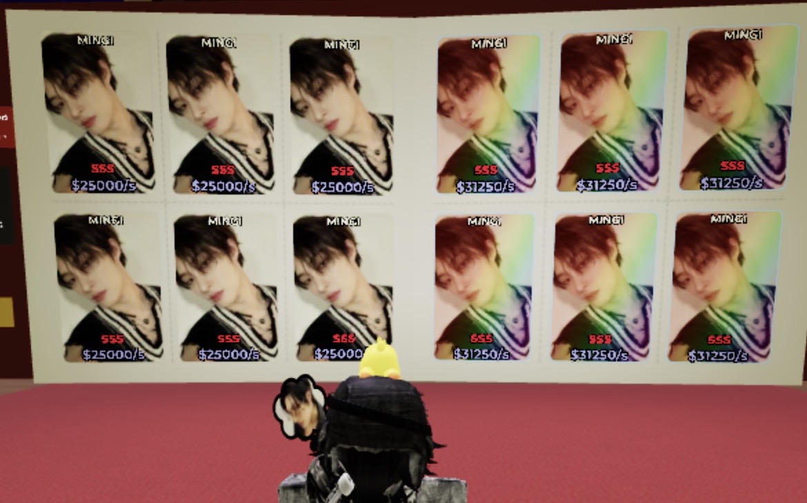 my current sss grade mingi cards (regular are on the left and holographics are on the left)