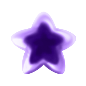 A purple star, it's glossy and bubble-like.