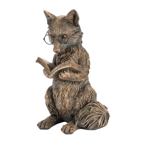 statue of a fox reading