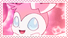 A stamp with Sylveon the Pokemon winking at the viewer. There's a link attached to it.