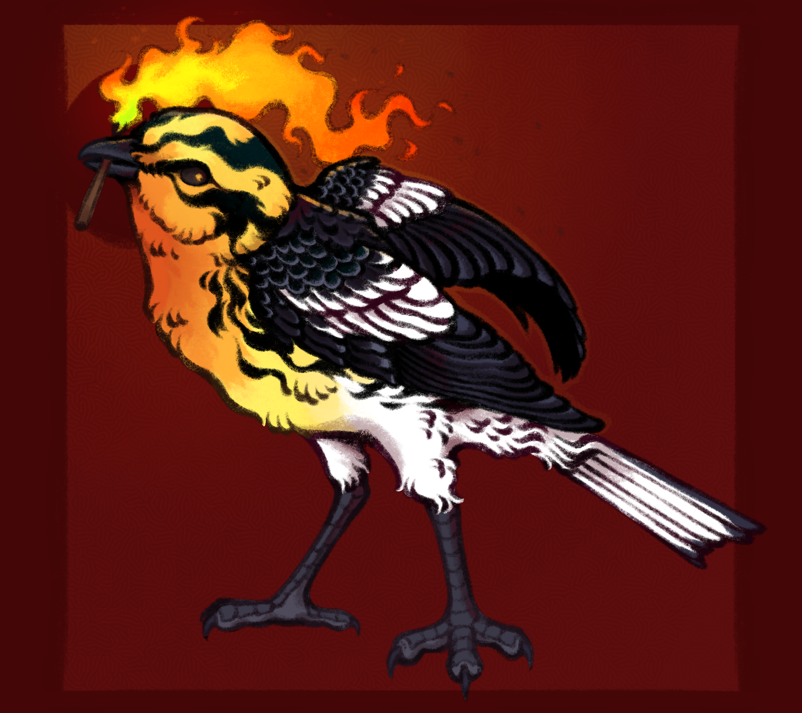 drawing of a blackburian warbler