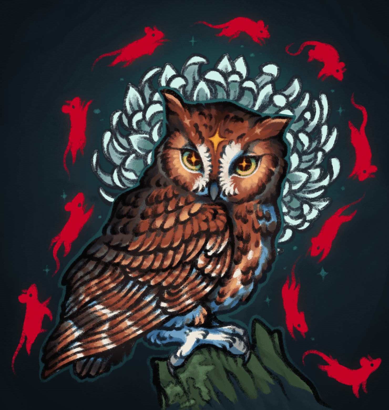 drawing of eastern screech owl