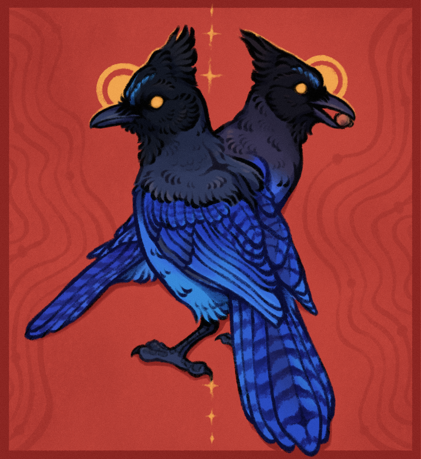 drawing of a stellar's jay