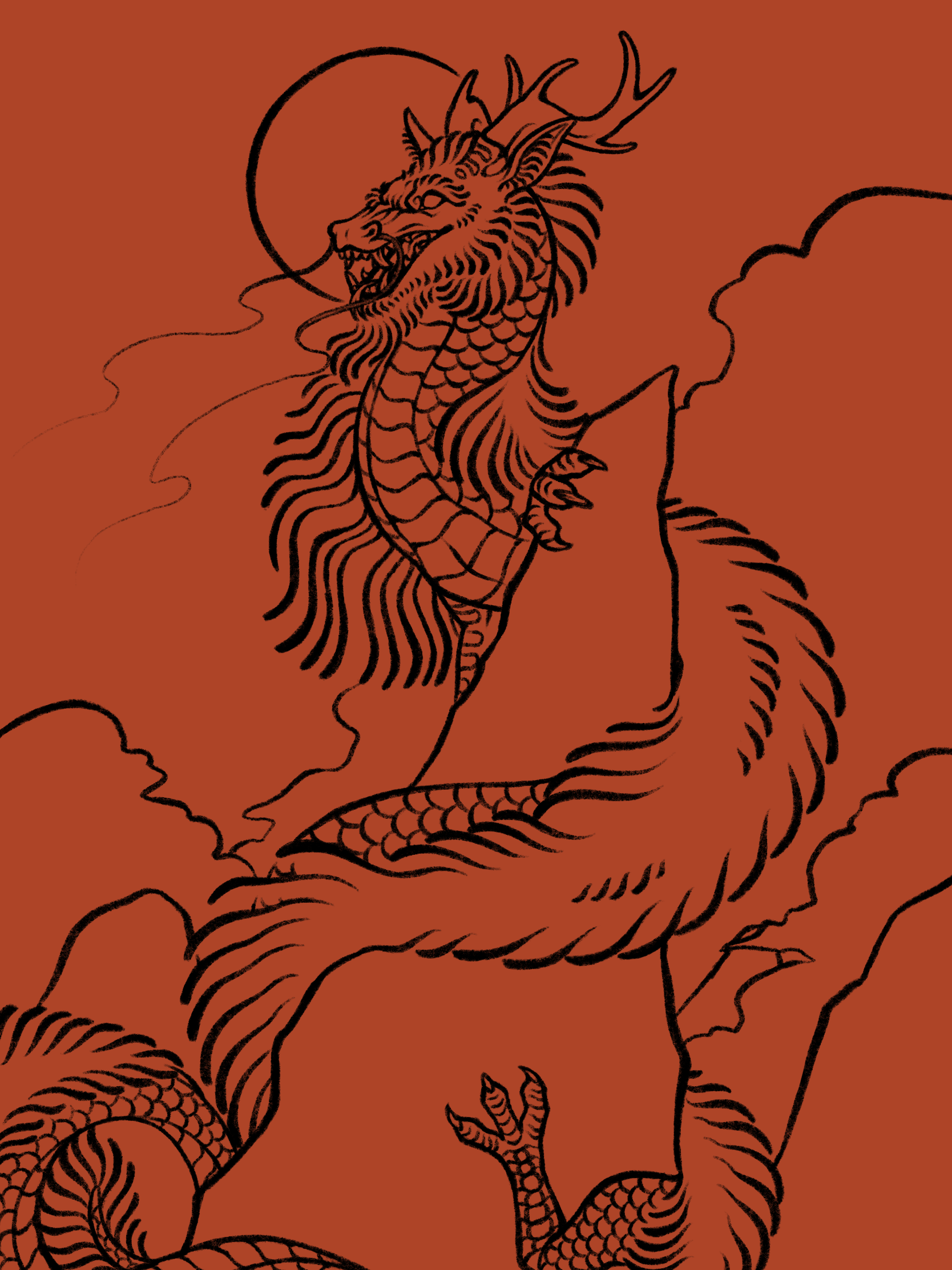 eastern dragon lineart