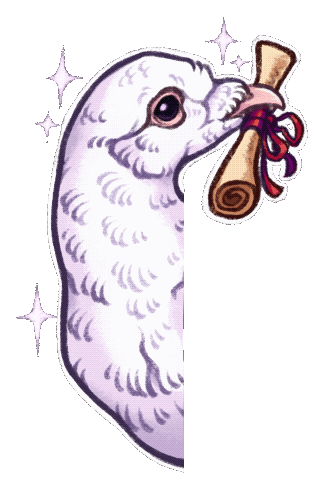 drawing of a white pigeon holding a letter