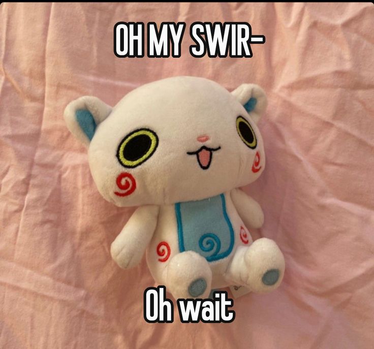Komasan from Yo-Kai Watch without swirls with the text 'OH MY SWIR- oh wait'
