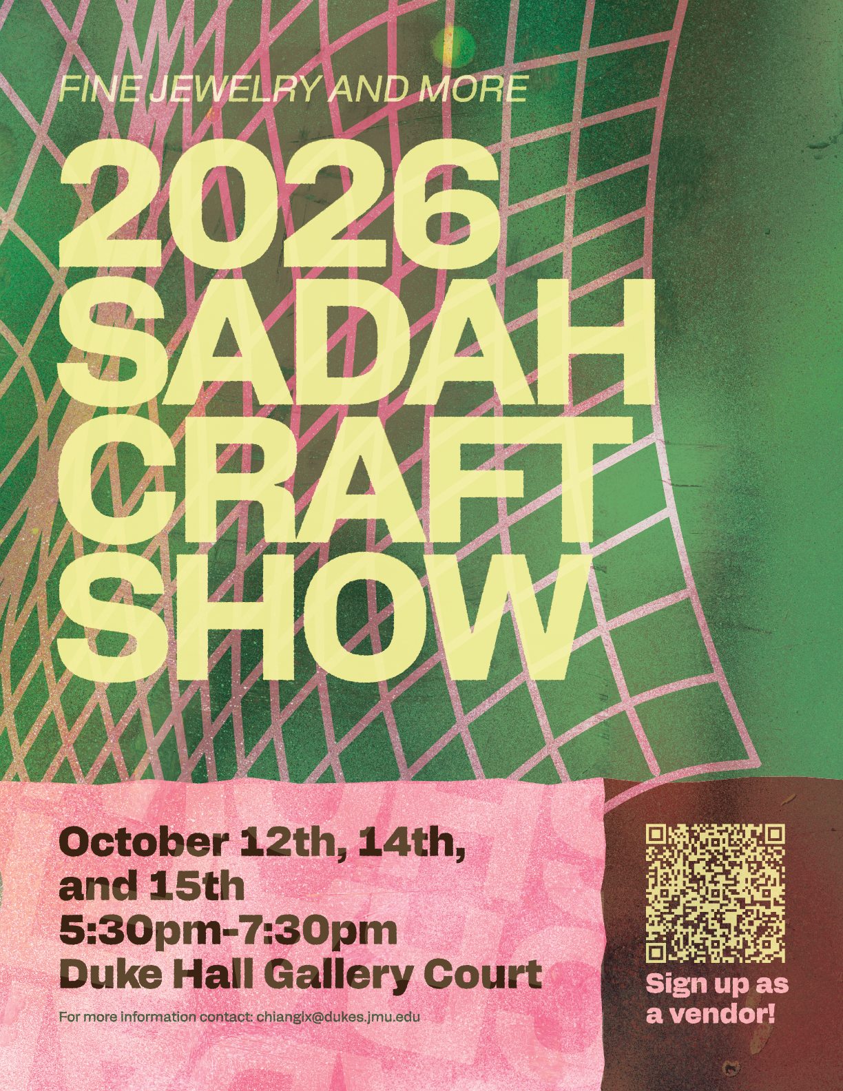 A flyer for the SADAH Artisan Craft Fair, depicting a red and beige flower arrangement.