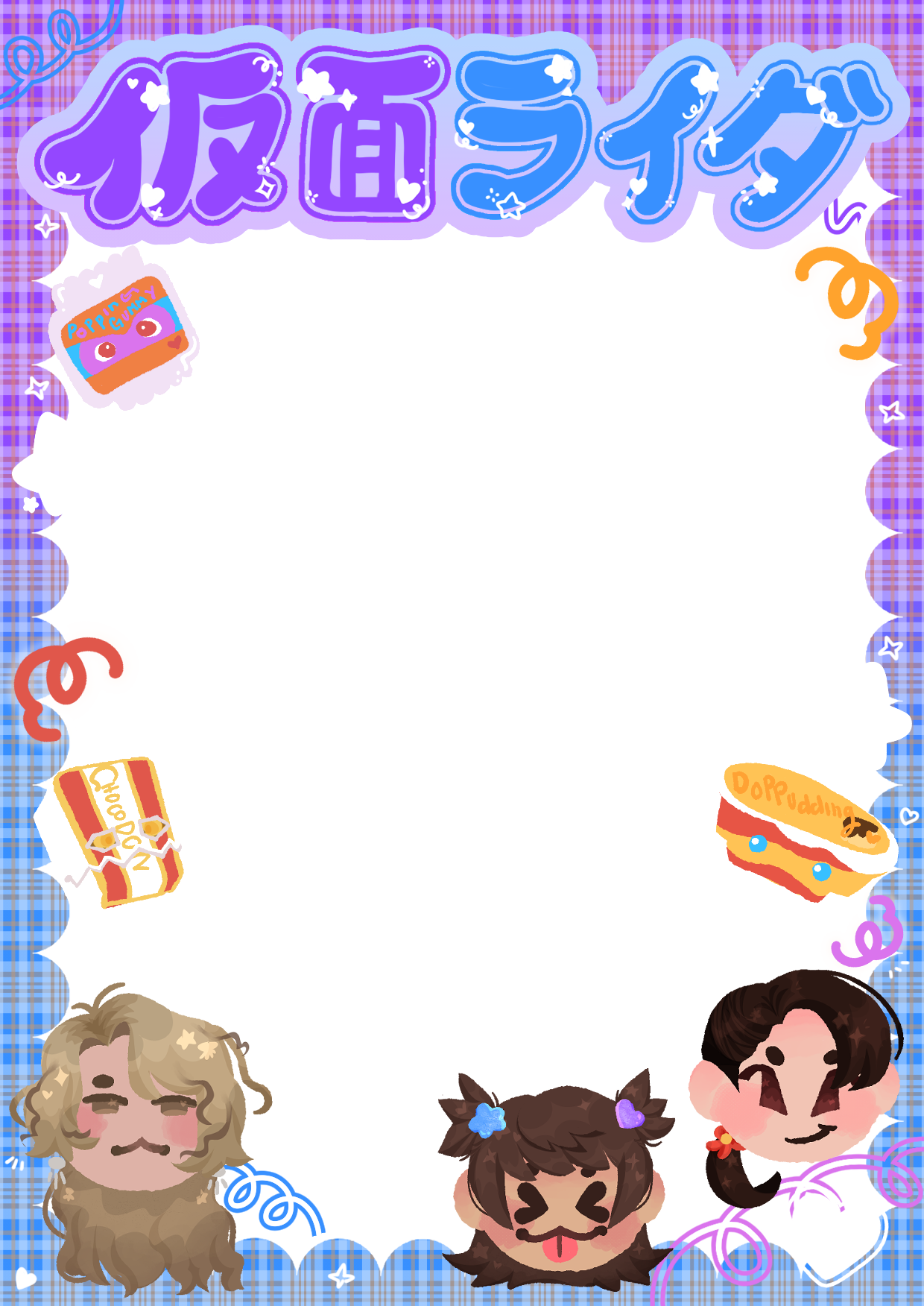 Purikura styled digital frame with genderbent gavv character chibi heads