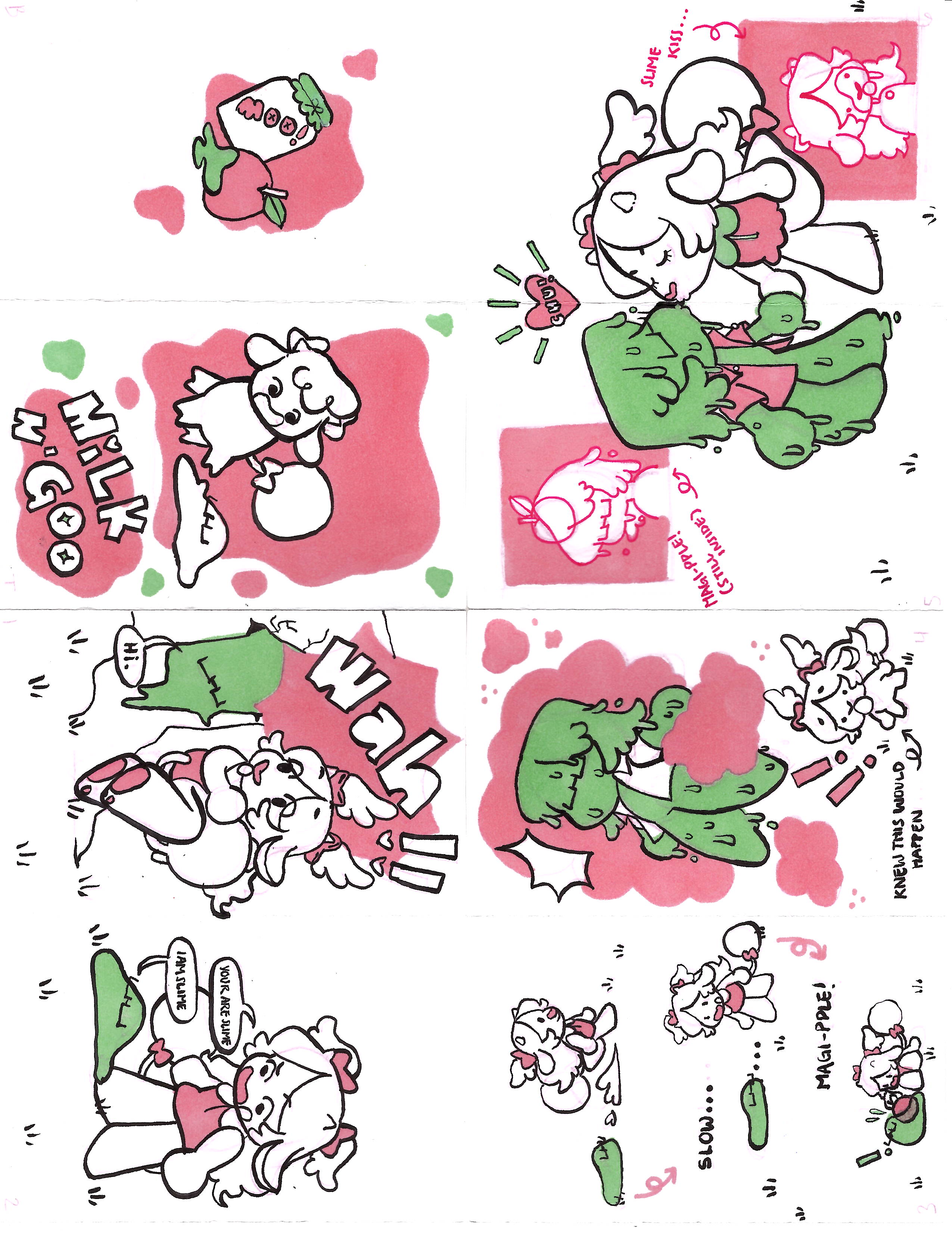 the scanned version of my zine - a little comic about a cow and slime