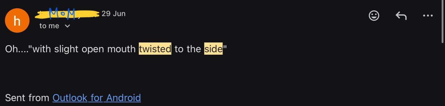 twisted to the side