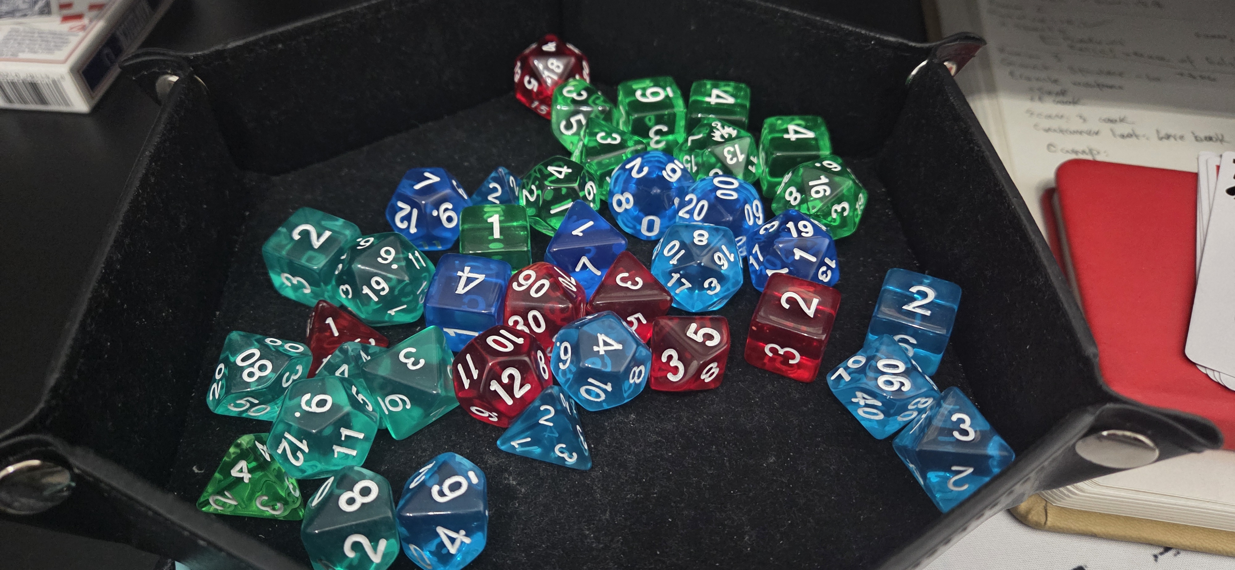 A tray with dice