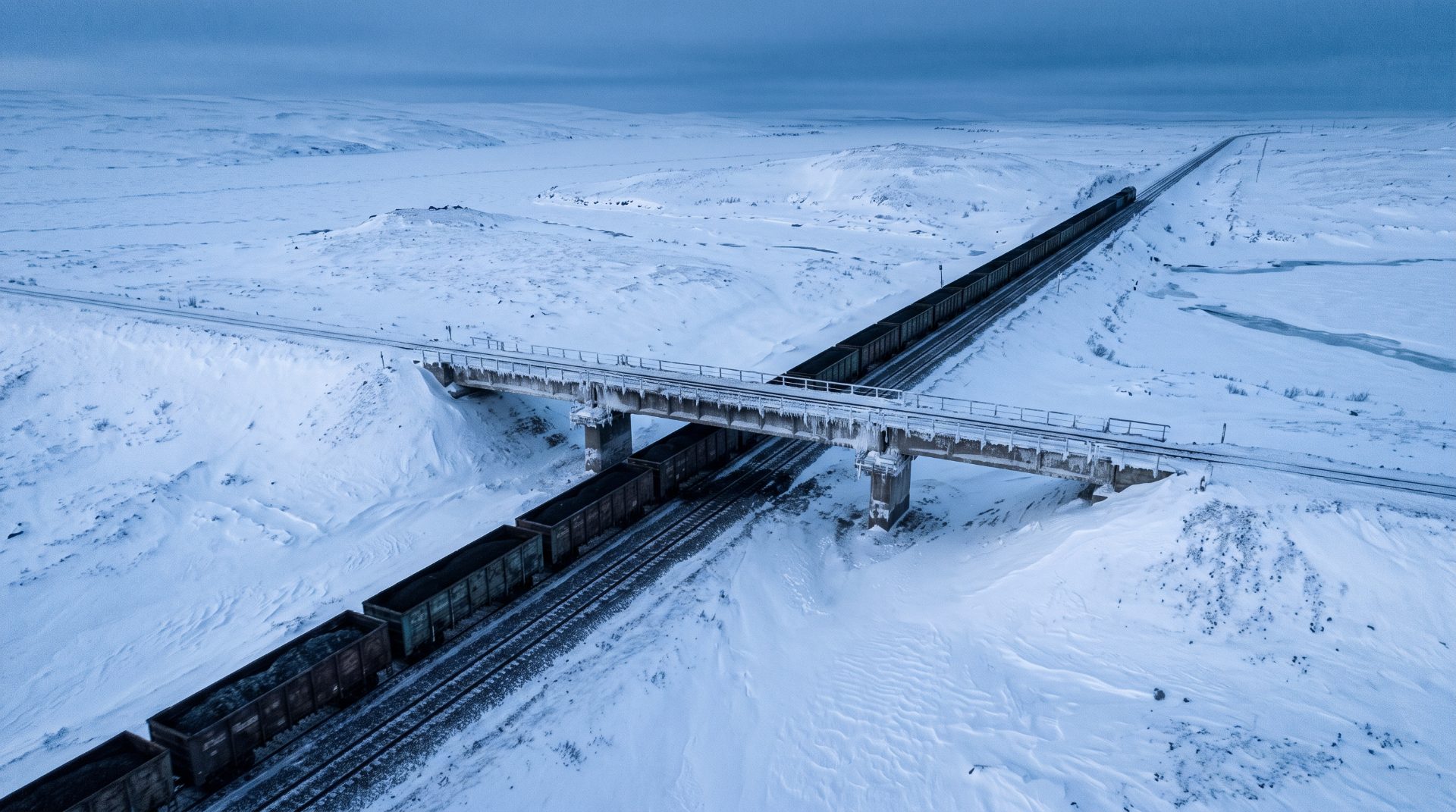 Arctic Coal Train Winter Crossing