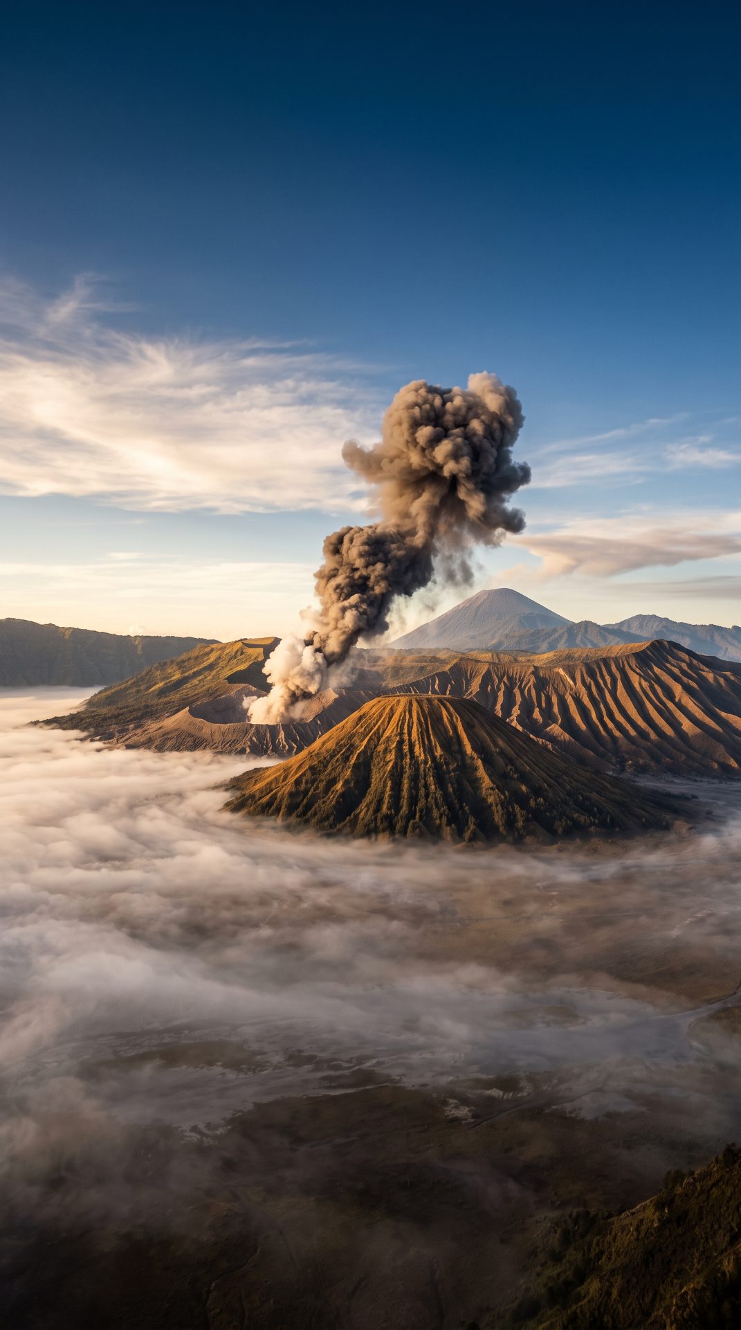 Mount Bromo Eruption at Dawn