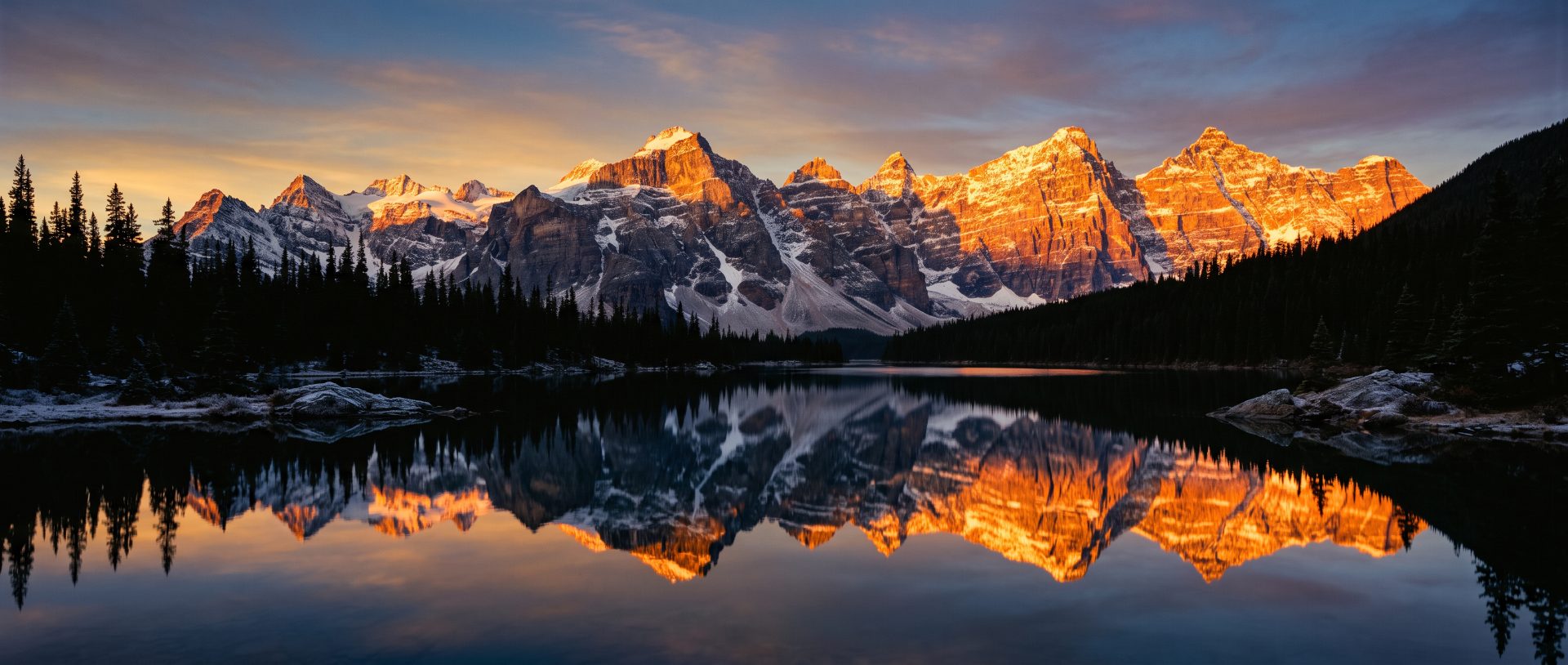 Dawn Glow on Mountain Peaks