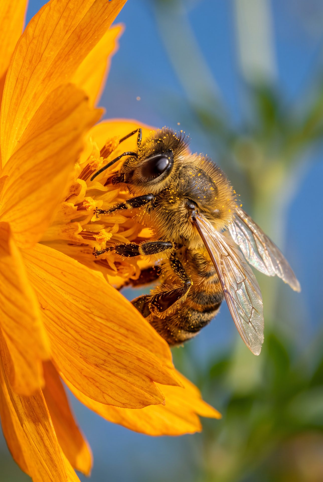 Honeybee in Golden Bloom
