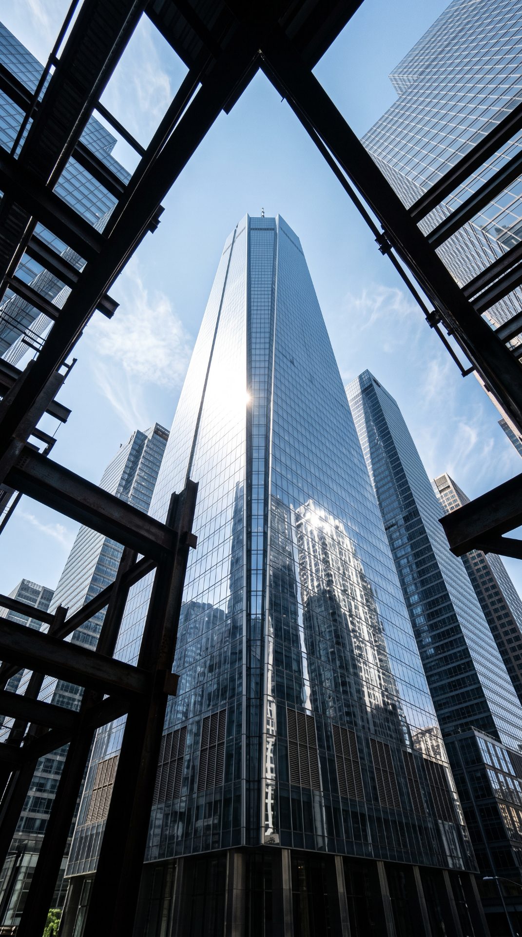 Framed Skyline Through Structural Steel