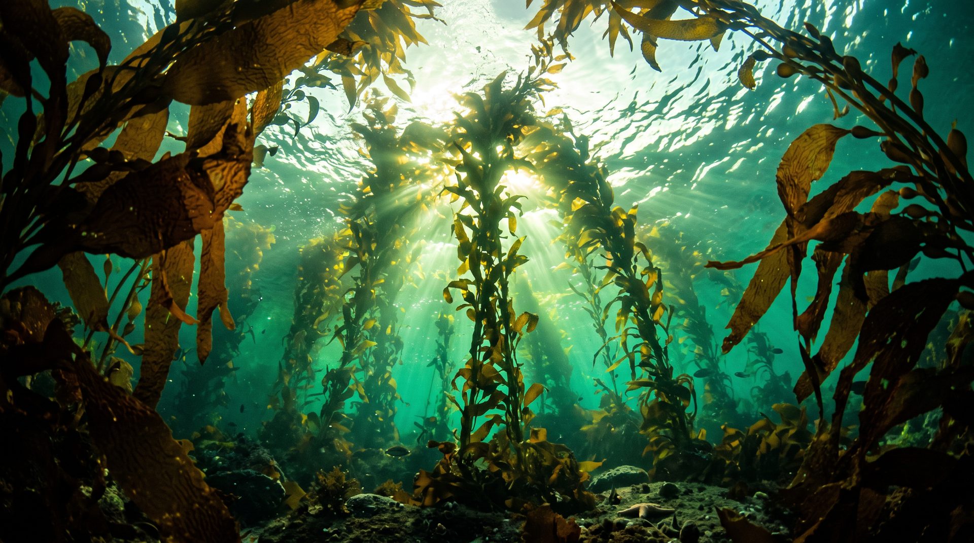 Sunlight Piercing Giant Kelp Forest