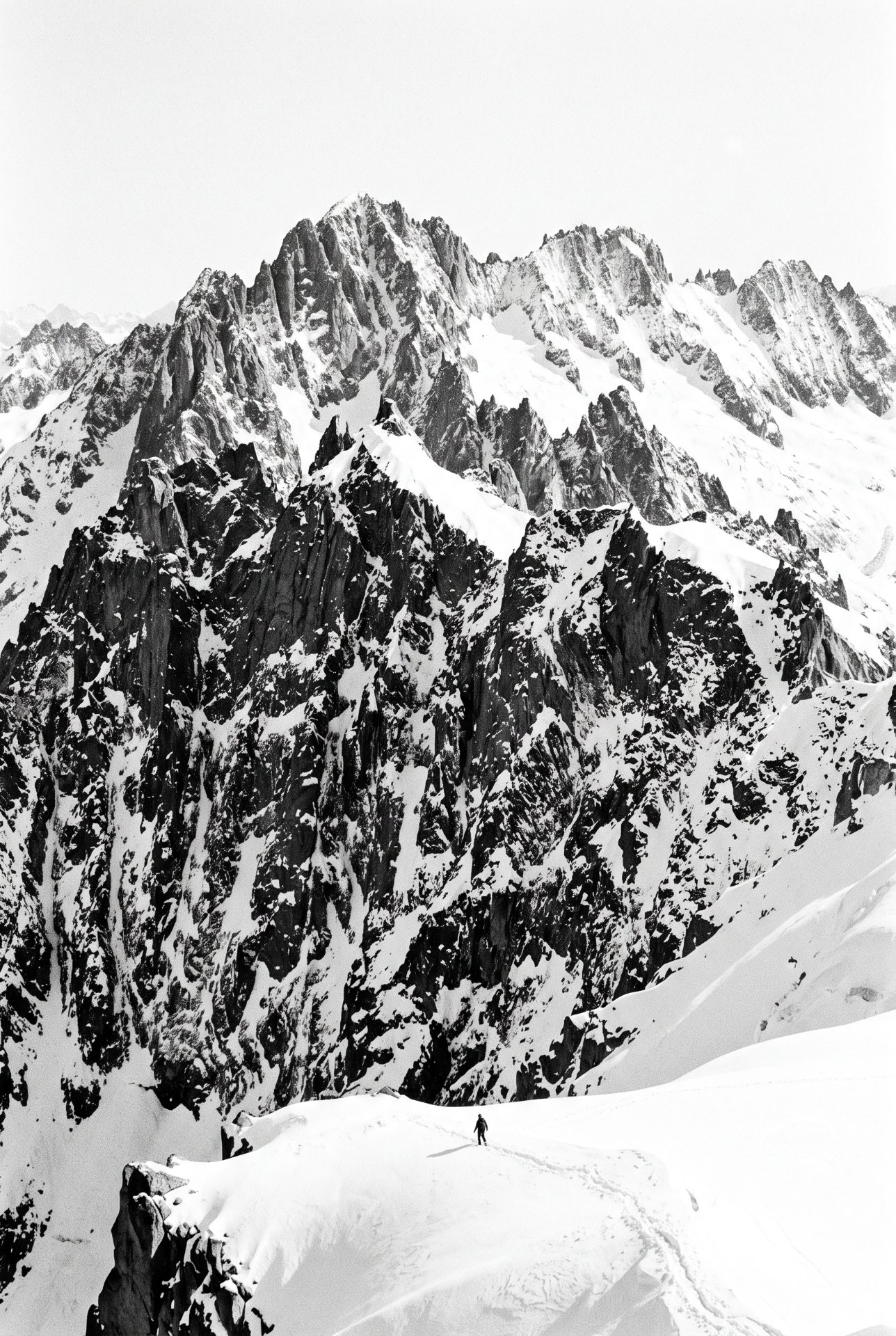 Monochrome Alpine Peaks and Solitude