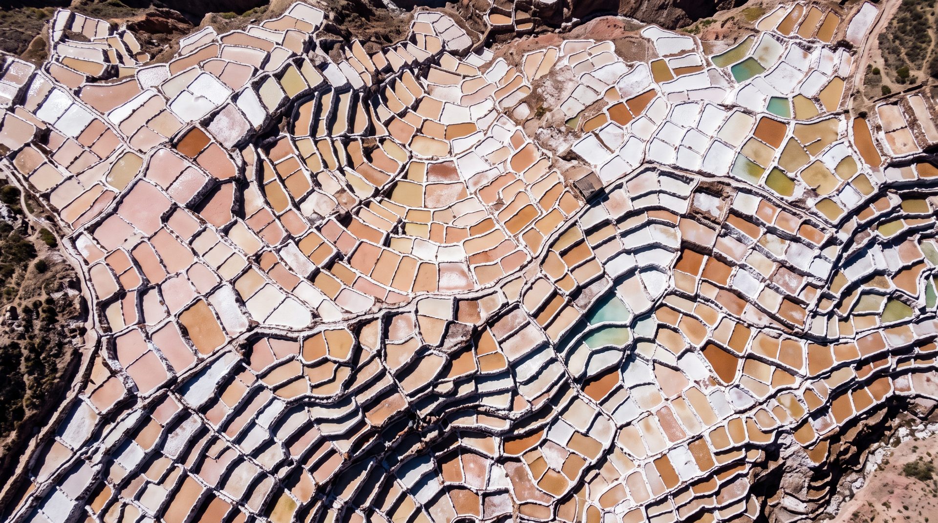Andean Salt Evaporation Ponds Aerial View