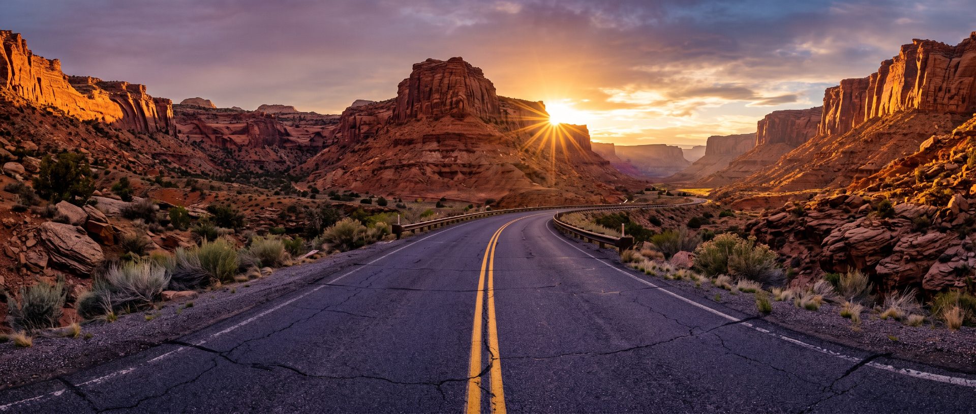Desert Sunrise Road Panorama