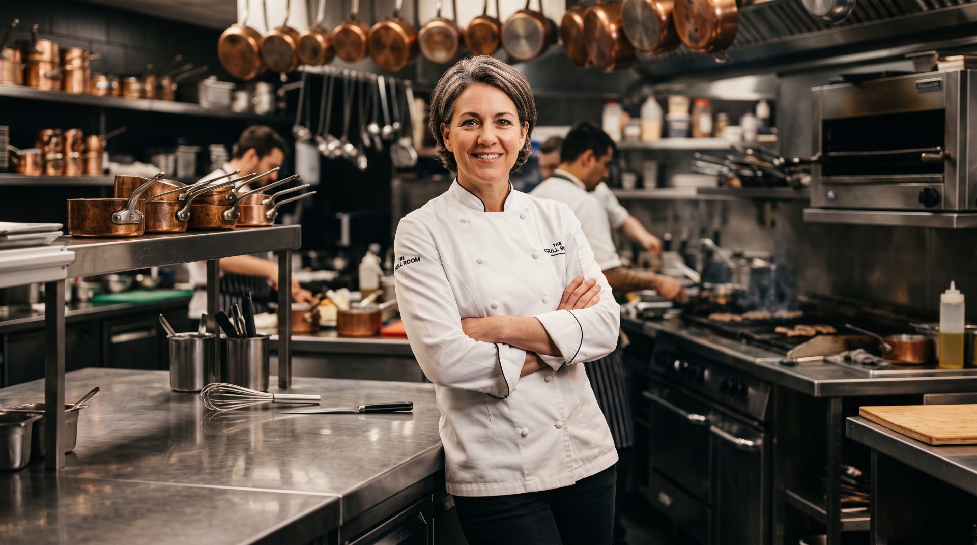 Confident Female Chef in Commercial Kitchen